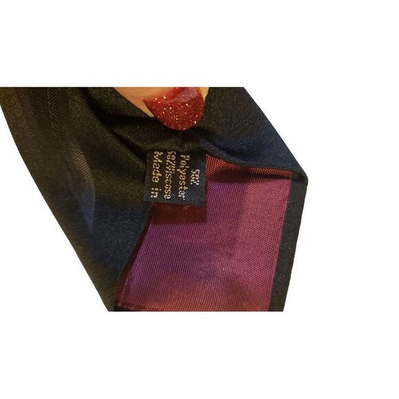 Vintage STRINGBEANS..PLUS+  Men's 100% Silk Neck Tie Black Geometric Design - Picture 8 of 11